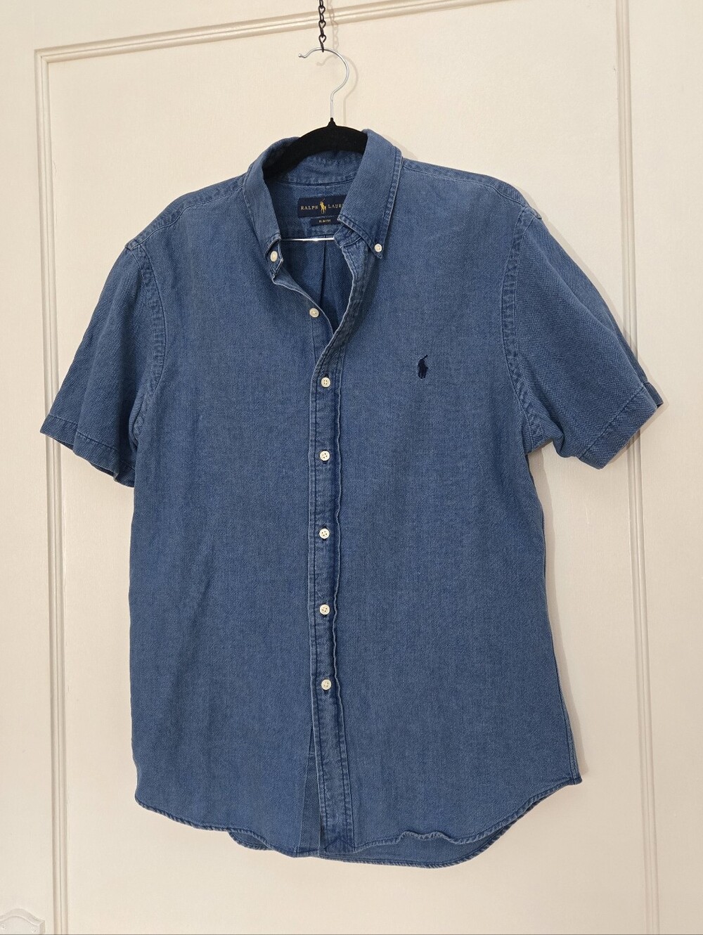 Polo Ralph Lauren Slim Fit Short Sleeve Denim Button Down Shirt L